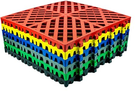 Piastrelle per pavimenti drenanti ad incastro, Tappetino Drenante Ad Incastro Modulare for Uso Interno Esterno Multicolor 4-20 Pz(Red,10 pieces)