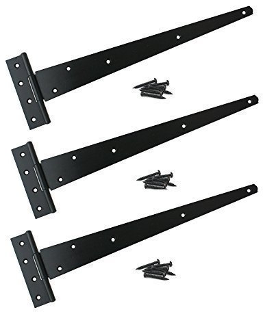 3X Black Tee Hinges 24 600mm Long Very Heavy Duty Gate Shed FIXINGS Included