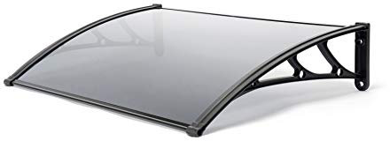 Easy Fit 1m Tinted Door Canopy – Black, Weather-Resistant Polycarbonate – 100x60x0.16 cm – UV-Stabilised & Durable