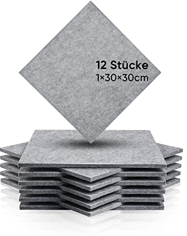 Fstop Labs Mousse Acoustique 12 Paquet, 1x 30x30 cm, Panneau Acoustique, Traitement Acoustique Utilisé à la Maison et au Bureau