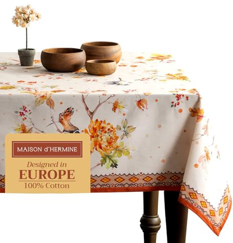 Maison d'Hermine – Tischdecke Kelim, 100% Baumwolle, 152 x 300 cm, Wiesenmotiv