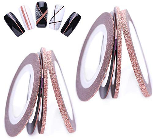 8 Rolls Rose Gold Nail Striping Tape Line Decoration Matte Texture Nail Striping Decal Foil Tips Tape Line for DIY Nail Art Decorations