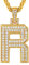 Suplight Simulated Diamond Chain for Men with Pendent, R Chain Necklace, Womens Mens Letter Pendant Necklaces, Rapper Bling Jewelery, Gold Plated Chain Initial Necklace
