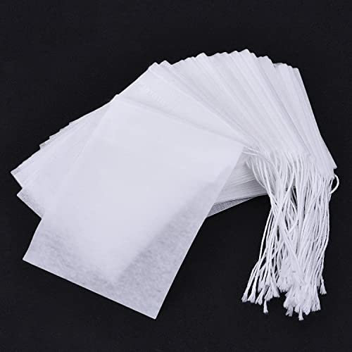 Infusore per Tisane Usa e Getta, 200 Pcs Sacchetti Filtro di Carta per Tè Sfuse e Tisane, Filtri di Bustine Vuote Piccoli di Carta per Lavanda con Coulisse, 5x7cm Bianco