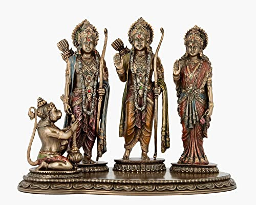 SrI Krishna CULTURE-New Large Ram Darbar for Home-Height-8 Inches-Resin-Antique Finish-Ram Sita-Showpiece for Home Decoration