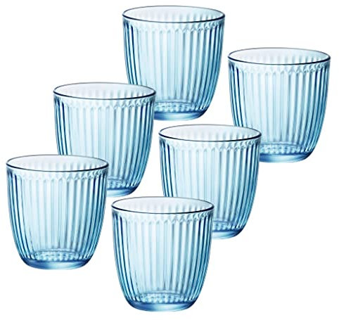 Emilja® 6 Wassergläser Whiskyglas 29cl Line Blau Saftglas Beisstellglas