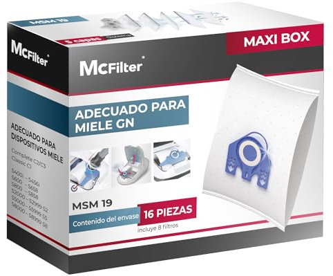 McFilter I 16 Staubsaugerbeutel geeignet für Miele Staubsauger Complete C2 Serie I Staubbeutel inkl. 8 Filter I MAXI BOX