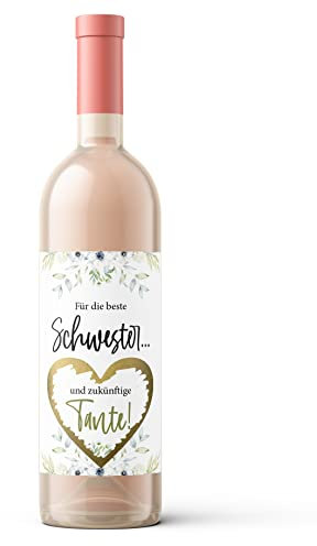 Flaschenetikett | Rubbellos | Du wirst Tante | Flaschenetikett mit Rubbellos | Rubbelweinlabel | Weinlabel | Weinflaschenetikett | Geschenk (goldenes Rubbelherz)