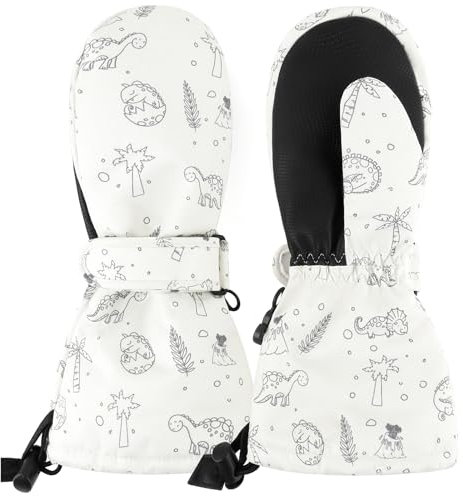 JANGANNSA Baby Handschuhe Dinosaurier Winter Kinder Fäustlinge Baby Junge Mädchen Wasserdicht Gloves Unisex Outdoor Handschuhe Skihandschuhe 1-6 Jahre
