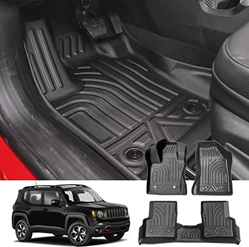 YEE PIN Renegade 4xe Fussmatten Kompatibel für Jeep Renegade 4x4 / 4xe / Hybrid 2015-2024 2025 / FIAT 500X Langlebiges und verschleißfestes Kompletter Satz Fußmatten wasserdicht