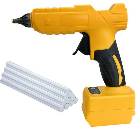 Cordless Hot Glue Gun 18V, 100W, 10pcs Glue Sticks Full Size 11mm, Compatible with Dew@lt Battery, No Drip and Leakage Design, for Kids Craft Hobby, Art DIY Home (No Battery and Charger)