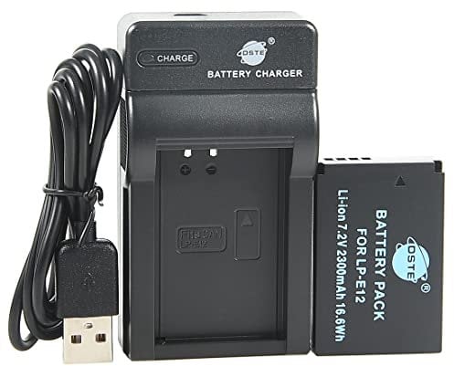 DSTE LP-E12 Li-Ion Battery and Micro USB Charger Compatible for Canon EOS M, EOS 100D, EOS Rebel SL1, EOS Kiss X7 Digital C
