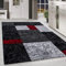HomebyHome Teppich Wohnzimmer 140x200 cm Rot Kariert Konturschnitt Design - Schlafzimmer Teppich Kurzflor Extra Weich Pflegeleicht Teppiche für Küche Esszimmer Jugendzimmer - Carpet Living Room