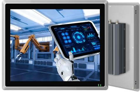 SunKol 15 Panel PC Industriale Senza ventola IP65 Touchscreen All-in-One | Windows 11 Pro Embedded Capacitivo Touch Computer,Auto Power-on,I5-1235U,8GB RAM,256GB SSD,LAN,HDMI,USB,HMI,Automazione