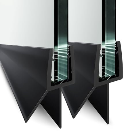 CKB Lot de 2 joints inférieurs de cabine de douche de 900 mm de long pour porte de douche en verre sans cadre de 6 mm, noir