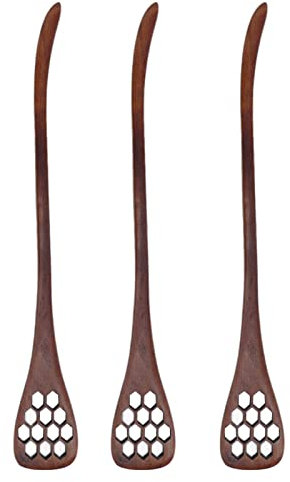 MUNEFE Cuchara Miel Madera De 3 Uds, Miel Dispensación Recogida Agitación, Palitos De Madera Para Miel para Dispensador de Miel Mermelada(Marrón)