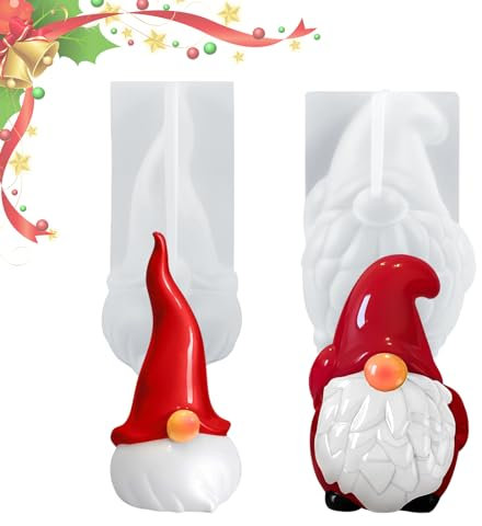 SPERMUOY Wichtel Silikonformen Gießformen,2 pcs Silikonform Weihnachten Wichtel Weihnachtsmann 3D Silikonform Wichtel,Silikon Kerzen Gießformen für Duftkerzen,Handwerk Ornamente,Handgefertigte Seife