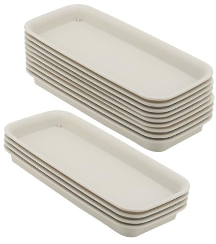 MUKCHAP Confezione da 12 sottovasi rettangolari in plastica, 30,5 x 13,8 x 2,4 cm, sottovasi rettangolari piccoli per interni ed esterni