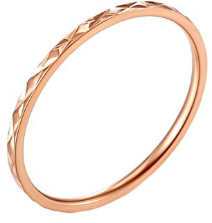 KnBoB 1.2MM Titan Damen Ring Rosegold Dünn Geometrisch Raute Schmuck Hochzeitsringe Trauringe Eheringe Größe 62 (19.7)