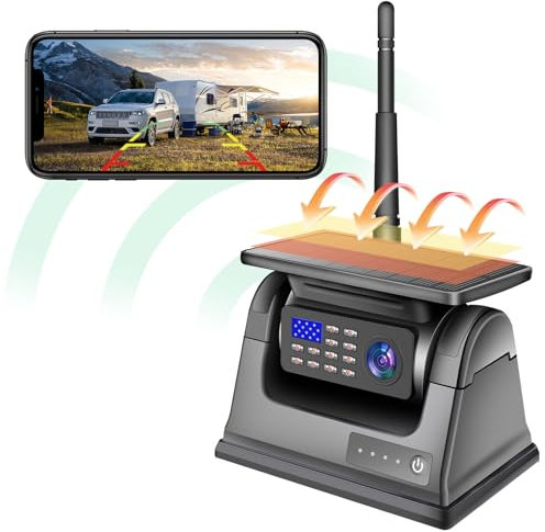 GREENAUTO WiFi Magnetische Drahtlose Rückfahrkamera: Solar-unterstützt wiederaufladbar, LKW Anhängerkupplung Rückfahrkamera HD 1080P, Nachtsicht, für iPhone, Android, LKW, RV