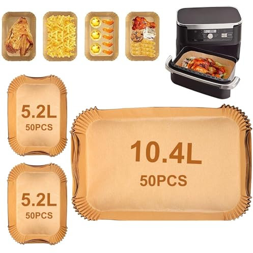 Air Fryer Liners for Ninja AF500UK AF500UKCP Duronic AF34, Air Fryer Paper Accessories for Large 10.4L & 10L Different Two Size Dual Drawer Air Fryer(150PCS)