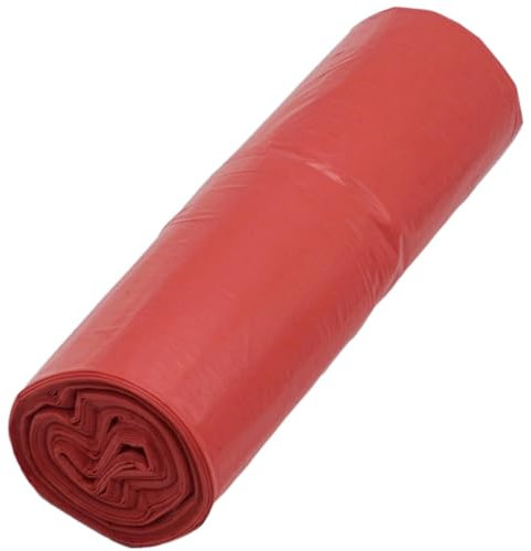 SKIR'CO Lot de 100 sacs poubelle rouges de 60 litres - Sacs poubelle de 60 x 72 cm - Sacs poubelle de couleur rouge