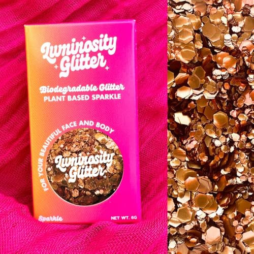 Burnt Orange Eco Glitter – Bronze Biodegradable Festival Face, Body & Hair Glitter, Vegan & Eco-Friendly 6g Pot for Makeup and Parties