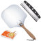 PTSBENCO Pizza Peel Aluminium Pizza Peel 12 x 14 Inch with Foldable Wood Handle and Pizza Cutter 35cm Pizza Rocker Cutter Pizza Peel Set Perfect for Baking Pizza, Breads, Cookies and Pies
