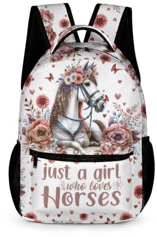 CaomeiWu Pferde-Schulrucksack für Kinder, 40,6 cm, Pferde, Büchertasche, Schulrucksack für Schüler und Kinder, Tagesrucksack