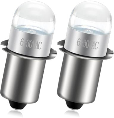 Ruiandsion LED-Upgrade-Leuchtmittel P13.5S 6-30 V 6 V 9 V 12 V 18 V 24 V als Ersatz für Ryobi Milwaukee Dewalt Maglit, nicht polarisiert (2 Stück)