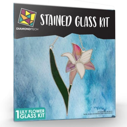 Studio Pro Pre-Cut Stained Glass Kit - Lily Flower - Make Your Own Beautiful Stained Glass Project with Ease