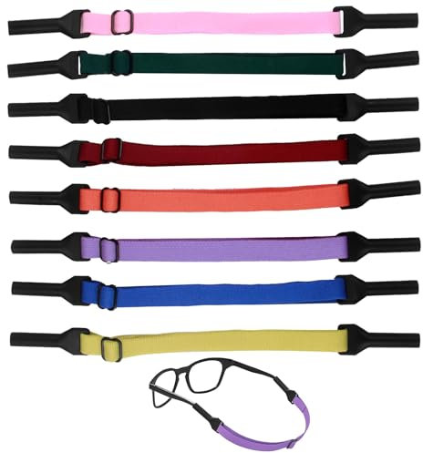 8 Stück Brillenband, Verstellbarer Elastizität Sportbrillenband Anti Rutsch Brillen Halteriemen für Herren Damen Kinder Sportbrille Sonnenbrille Lesebrille Brille Schutzbrille