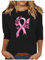 Cancer du Sein Octobre Rose T-Shirt Ruban Rose de Sensibilisation au Cancer du Sein d'Octobre Tunique Tops De Grande Taille Femmes Streetwear