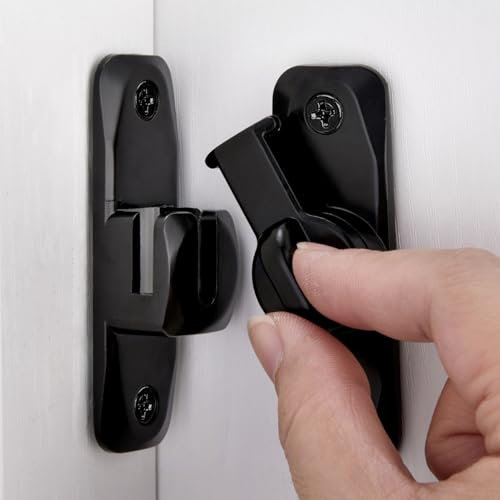 INIRET 6 Pack Barn Door Latches,90/180 Degree Gate Lock,Zinc Alloy Right Angle Door Lock Latch,Flip Gate Latches Hardware,Door Security Sliding Door Latch Lock fo Cabinets,Bathroom,Barn Door (Black)