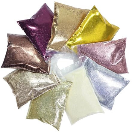 GZMAYUEN 9Pcs Paillettes Poudre Ongles Nail Art, Argent, Blanc, Or, Or Rose, Rose, Paillettes en Poudre d'or Clair, Paillettes Artisanat Créatif Décoration DIY