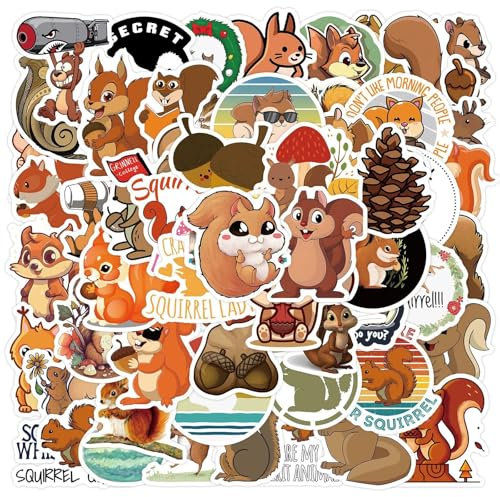 Affoto Eichhörnchen Aufkleber für Laptop(50PCS),Geschenk für Kinder Jugendliche Erwachsene Jungen,Squirrel Wasserdicht Vinyl Aufkleber Stickers für Scrapbook,Skateboard,Auto,Gepäck