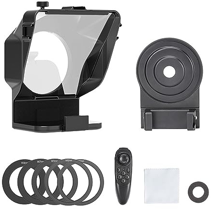 Teleprompter, PT-15 Smartphone-DSLR-Kamera-Teleprompter mit Fernbedienung for Videoaufzeichnung, Live-Übertragung, Streaming-Interview, Online-Lehre Live-Streaming(for Phone SLR)