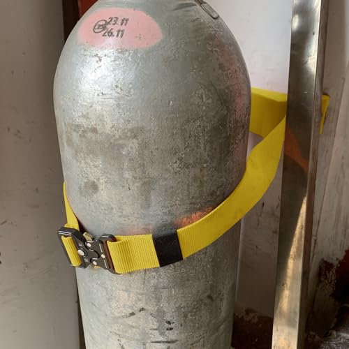 XUCAJING Oxygen Cylinder Rack Wall Mounted Oxygen Propane Tank Rack, Gas Cylinder Bracket with Long 39 in Safety Straps, Oxygen Bottle Stand for Hospital/Laboratory(Black)/Yellow