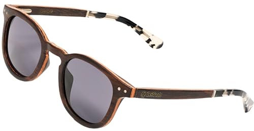 Zeitholz Occhiali da sole in legno donna e uomo – Ebano e aste in acetato – Lenti polarizzate UV400 – Inclusi custodia in sughero, sacchetto, panno e 2 cordini in tessuto