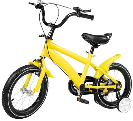 ureggvbu Kinderfahrrad 14 Zoll Kinderfahrrad mit Stützrädern für 2-4 Jahre Jungen & Mädchen HöHenverstellbar Fahrrad Kinder Upgraded Kinder Fahrrad Zuverlässige Doppelbremsen Sorgen