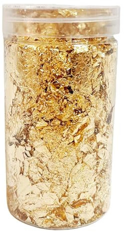 Résine de Paillettes dorées - Feuilles de métal et Paillettes artificielles | Feuilles d'or décoratives pour Bijoux en résine, Nail Art, Peinture sur Toile, moules époxy, Slime, Scrapbooking, déco