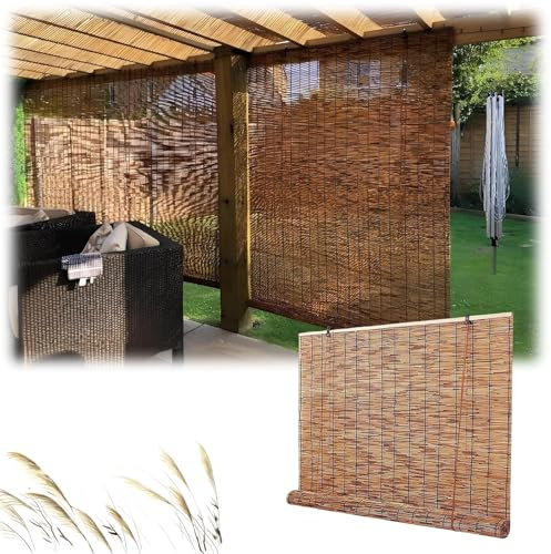 BZCKBZ Store Enrouleur Bambou Anti-UV Store À Rouleau en Bambou, Stores À Rouleaux Romains Occultants pour Fenêtres Véranda Terrasse Jardin(150x250CM/59x98IN)