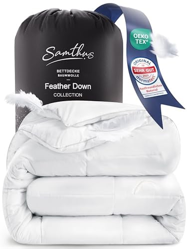 Samthus Feder- und Daunendecke 220x240cm | himmlisch weiche Ganzjahresdecke | Oeko-Tex, RDS, Downpass zertifizierte Bettdecke aus weichen Federn & Daunen | Federbettdecke Duvet | bauschige Decke 220x240