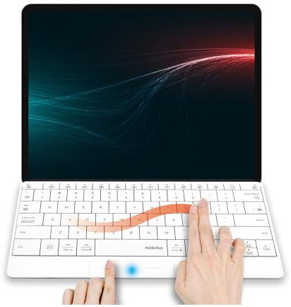 MOKIBO INNOPRESSO Wireless Keyboard, Portable Bluetooth Keyboard & Touchpad Dual-Mode, Multi-Device Compatibility, for Mac, iPad, Windows, Android, MKB316US_WH White