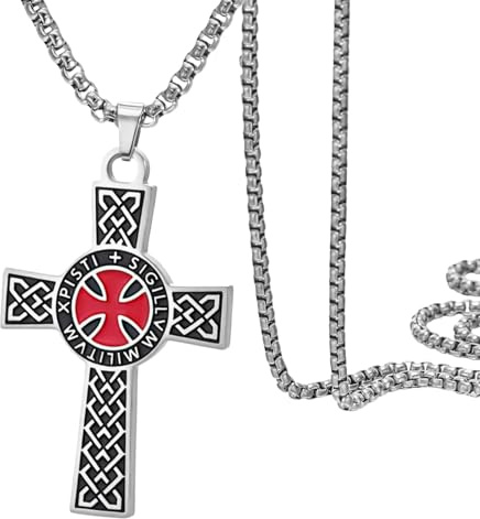 Dreamtimes Ritter Templer Kreuz Halskette für Frauen Männer Edelstahl Vintage Kreuzritter Heiliger Ritter Halskette Dainty Religiöser Schmuck