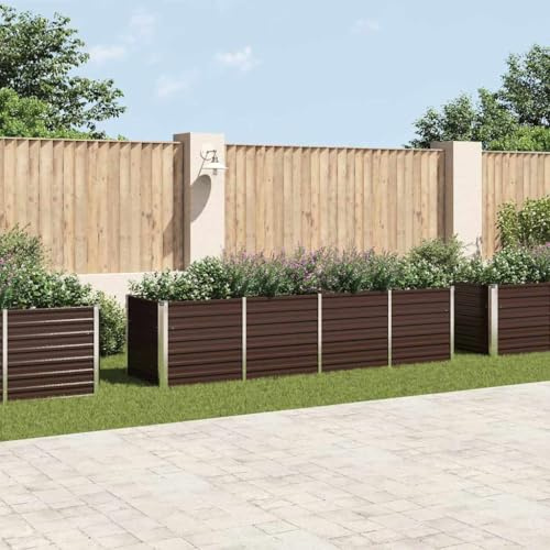 Jardinière surélevée en métal en acier galvanisé, pot de fleurs profond et large pour jardin, balcon et terrasse, pot de fleurs résistant aux intempéries de grande capacité