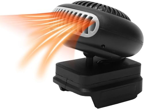 Brrnoo Scaldabagno Senza Fili con Batteria 18 V, Termoventilatore Elettrico Portatile 170 W con 2 Impostazioni di Riscaldamento e Porte USB per Cantiere, Officina (Batteria Non