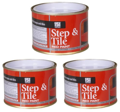 151 Coatings Step & Tile Red Paint, Hard Drying High Build Gloss Finish, 180ml, Pack of 3