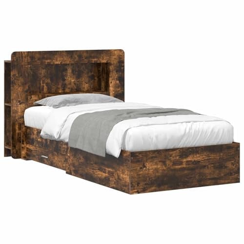 vidaXL Bettgestell mit Stauraum Geräucherte Eiche 80 x 200 cm, Moderner Bettgestell, praktischer Stauraum, schickes Schlafzimmer-Upgrade, Holz, platzsparende Lösung