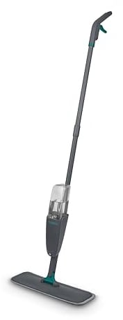 Tower Spray Mop with 4 Washable Microfibre Pads & 500ml Refillable Bottle, Lightweight, Ergonomic, Multi-Surface Cleaning, Anthracite & Teal, T769012TL
